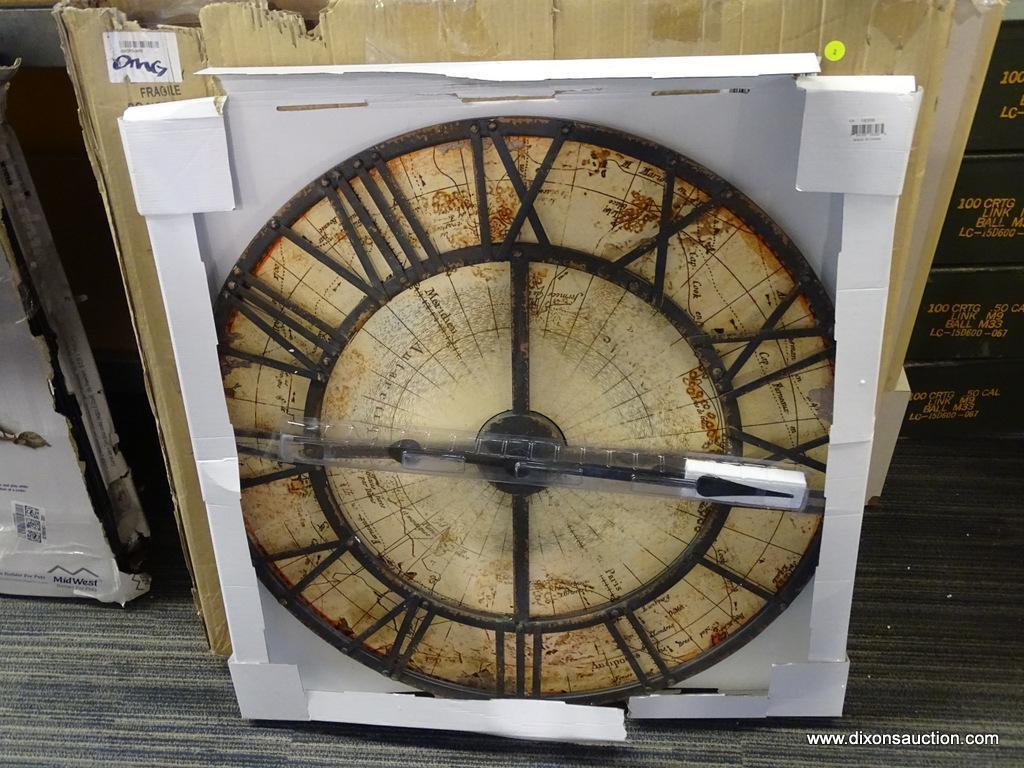IMAX WORLDWIDE HOME WALL CLOCK; IMAX CORPORATION BRYAN MAP WALL CLOCK IN GRAY. ITEM NO. 18308. NEW