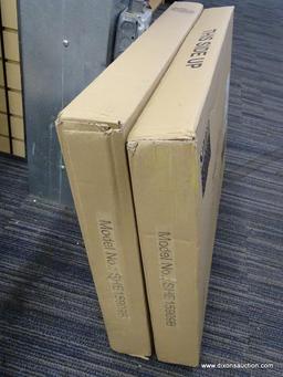 PAIR OF SEVILLE 3-TIER SHOE RACKS; 2 3-TIER IRON MESH UTILITY SHOE RACKS, SATIN BRONZE. NEW IN BOX.