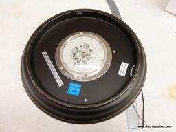 (R1) PROGRESS LIGHTING FLUSH MOUNT LIGHT; LED, ANTIQUE BRONZE FINISHED FLUSHMOUNT LIGHT WITH WHITE