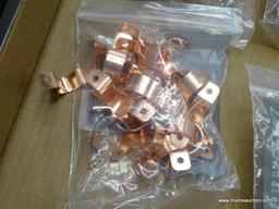 (R3) LOT OF AMERICAN VALVE 2-HOLE 3/4 IN COPPER PIPE STRAPS; 4 BAGS WITH 25 PIECES IN EACH, 100