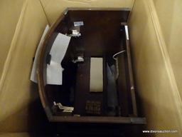 (R1) STYLE SELECTIONS MORECOTT, CHOCOLATE FINISHED VANITY, MISSING THE WHITE VITREOUS CHINA TOP.