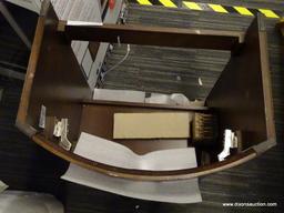 (R1) STYLE SELECTIONS MORECOTT, CHOCOLATE FINISHED VANITY, MISSING THE WHITE VITREOUS CHINA TOP.