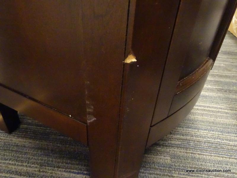 (R1) STYLE SELECTIONS MORECOTT, CHOCOLATE FINISHED VANITY, MISSING THE WHITE VITREOUS CHINA TOP.