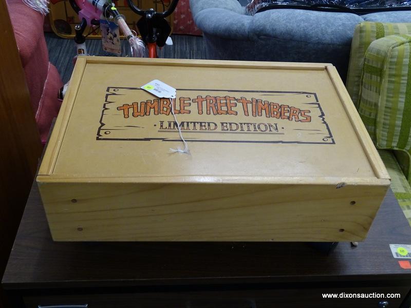 (R8) TUMBLE TREE TIMBERS LIMITED EDITION LINCOLN LOGS. COMES IN ORIGINAL WOODEN BOX WITH CASTERS.
