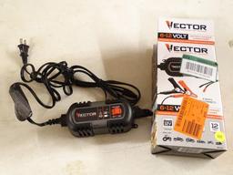 (R5) VECTOR 6-12 VOLT, 1.5A BATTERY CHARGER & MAINTAINER. MODEL NO. BM315V. COMES IN OPENED BOX.