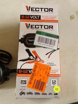 (R5) VECTOR 6-12 VOLT, 1.5A BATTERY CHARGER & MAINTAINER. MODEL NO. BM315V. COMES IN OPENED BOX.
