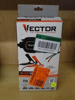 (R5) VECTOR 6-12 VOLT, 1.5A BATTERY CHARGER & MAINTAINER. MODEL NO. BM315V. COMES IN OPENED BOX.