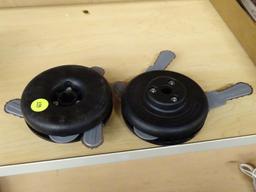 (R5) PAIR OF RINO-TUFF 3-BLADE BRUSH CUTTER UNIVERSAL TRIMMER HEADS. BOTH COME OUT OF BOX. MODEL NO.
