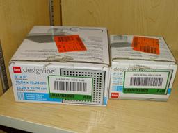 (R8) PAIR OF OATEY DESIGNLINE DRAINS; 2 PIECE LOT OF SQUARE PATTERNED DRAINS TO INCLUDE A 4" X 4"