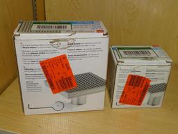 (R8) PAIR OF OATEY DESIGNLINE DRAINS; 2 PIECE LOT OF SQUARE PATTERNED DRAINS TO INCLUDE A 4" X 4"