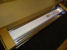 PAIR OF LITHONIA LIGHTING 4-LIGHT HIGH BAY LIGHTS; 2 PIECE LOT OF 4 FT, 4 LAMP, T5 HIGH OUTPUT,