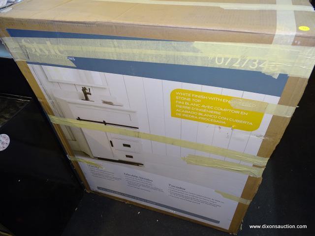 (R4) STYLE SELECTIONS MORRISTON STYLE, 30 IN, SINGLE SINK BATHROOM VANITY WHITE IN COLOR WITH WHITE