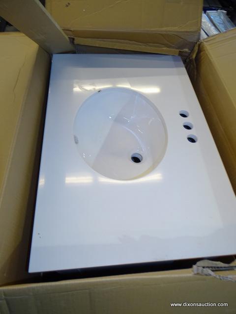 (R4) STYLE SELECTIONS MORRISTON STYLE, 30 IN, SINGLE SINK BATHROOM VANITY WHITE IN COLOR WITH WHITE