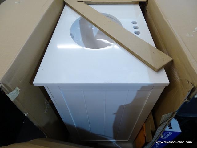 (R4) STYLE SELECTIONS MORRISTON STYLE, 30 IN, SINGLE SINK BATHROOM VANITY WHITE IN COLOR WITH WHITE