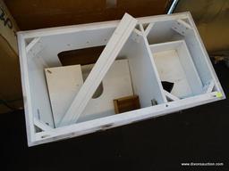 (WINDOW) GREEN TOUCH VANITY CABINET; COMPOSITE WALL MOUNT FLOATING WHITE SINGLE SINK BATHROOM VANITY