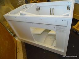 (WINDOW) GREEN TOUCH VANITY CABINET; COMPOSITE WALL MOUNT FLOATING WHITE SINGLE SINK BATHROOM VANITY