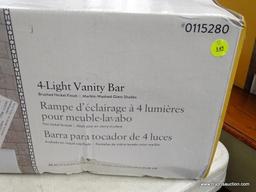 (R6) PORTFOLIO PACES 4-LIGHT NICKEL MODERN/CONTEMPORARY VANITY LIGHT; MODEL #0115280. COMES WITH