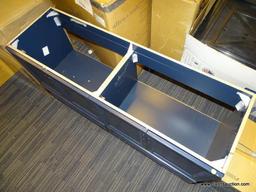 (R2) STYLE SELECTIONS NAVY BLUE, 60" DOUBLE SINK VANITY BASE WITH 4 CABINET DOORS AND 2 LOWER