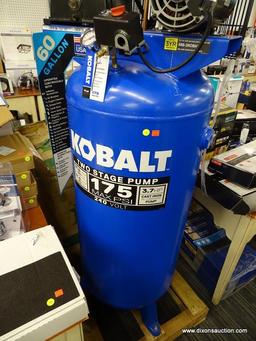(R2) KOBALT 60-GALLON TWO STAGE ELECTRIC VERTICAL AIR COMPRESSOR; OIL-LUBRICATED, TWO STAGE PUMP TO