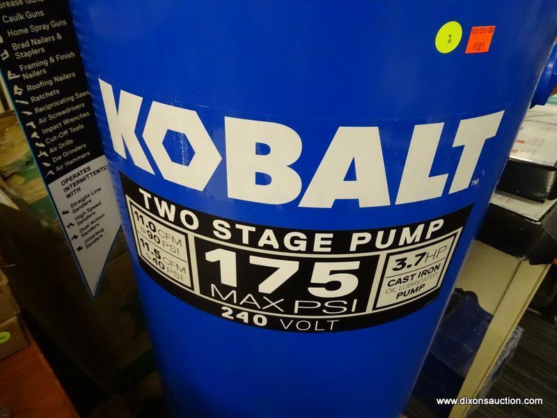 (R2) KOBALT 60-GALLON TWO STAGE ELECTRIC VERTICAL AIR COMPRESSOR; OIL-LUBRICATED, TWO STAGE PUMP TO