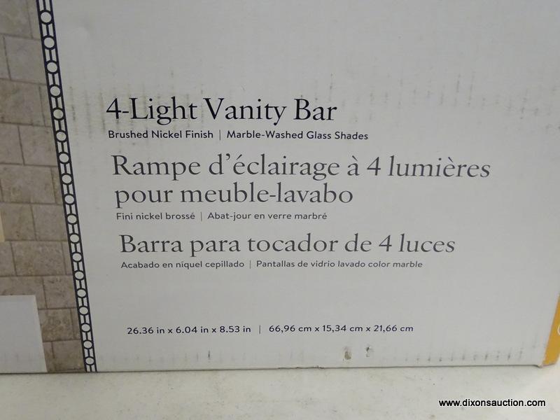 (R5) PORTFOLIO PACES 4-LIGHT NICKEL MODERN/CONTEMPORARY VANITY LIGHT; ITEM # 115280 MODEL #93240.
