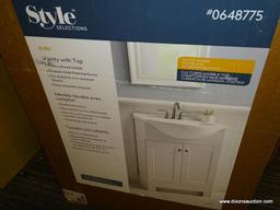 (R1) STYLESELECTIONS VANITY WITH TOP; EURO COLLECTION, WHITE FINISHED, SINGLE SINK VANITY WITH A