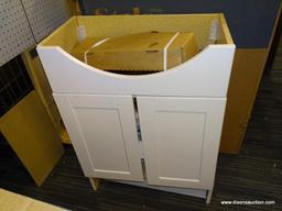 (R1) STYLESELECTIONS VANITY WITH TOP; EURO COLLECTION, WHITE FINISHED, SINGLE SINK VANITY WITH A