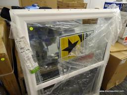 (R2) THERMASTAR BY PELLA SLIDING WINDOW; LEFT-OPERABLE, NEW CONSTRUCTION, WHITE VINYL EXTERIOR,