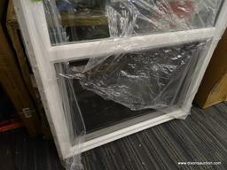 (R2) THERMASTAR BY PELLA SLIDING WINDOW; LEFT-OPERABLE, NEW CONSTRUCTION, WHITE VINYL EXTERIOR,