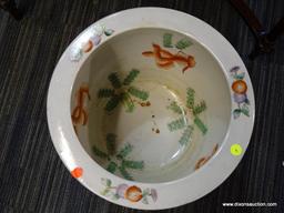 (R1) ORIENTAL FISH BOWL; HAND PAINTED, ORIENTAL FISH BOWL WITH A TEXTURED PHEASANT SCENE THAT HAS