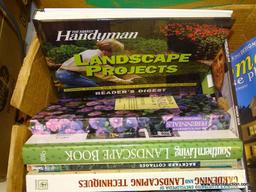 BOX LOT OF ASSORTED BOOKS/MAGAZINES; LOT TO INCLUDE "BOOMER HOUSE PLANS", "LUXURY HOME PLANS",