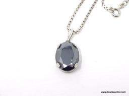 ITALIAN DESIGNER SIGNED, SORRENTO STERLING SILVER AND HEMATITE PENDANT NECKLACE. SORRENTO IS AN