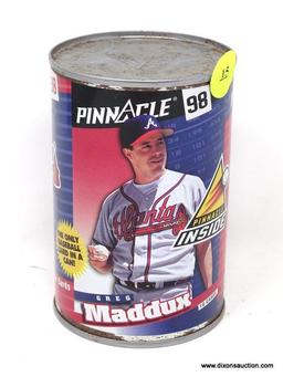 PINNACLE 98' BRAVES GREG MADDUX COLLECTIBLE CAN. HAS NOT BEEN OPENED. ITEM IS SOLD AS IS WHERE IS
