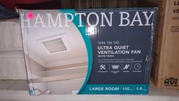 HAMPTON BAY ULTRA QUIET VENT FAN, WHITE FINISH, FOR A LARGE ROOM.