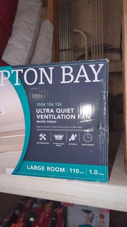 HAMPTON BAY ULTRA QUIET VENT FAN, WHITE FINISH, FOR A LARGE ROOM.
