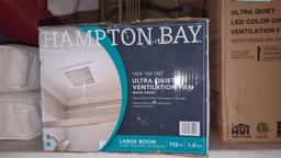 HAMPTON BAY ULTRA QUIET VENT FAN, WHITE FINISH, FOR A LARGE ROOM.