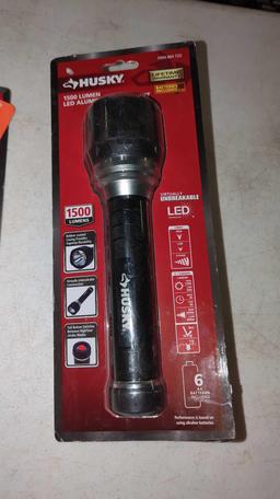 LOT OF 3 TOOLS TO INCLUDE, A MILWAUKEE 12 INCH PVC/ ABS SAW NEW IN THE PACKAGE, A HUSKY FOLDING