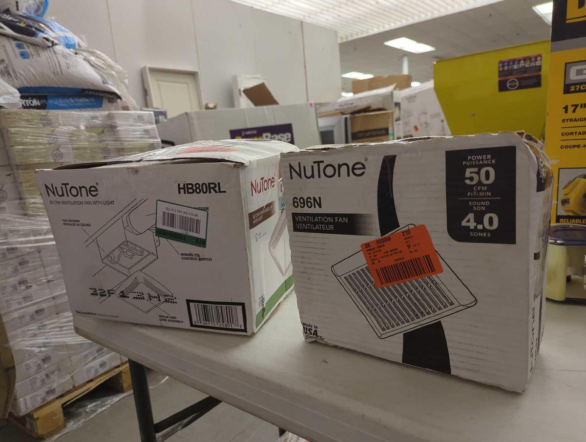 Lot of 2 NuTone Products - NuTone 80 CFM Ventilation Fan With Light (Model HB80RL) (Retail Price