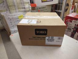 Box Lot including Toro Grass Shooter, Home Decorators Collection 2" and 2.5" Cordless Faux Wood Side