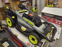 RYOBI 40V HP Brushless 20 in. Cordless Battery Walk Behind Push Mower with Charger & Bag. Batteries