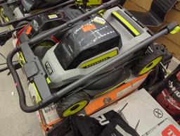 RYOBI 40V HP Brushless 20 in. Cordless Battery Walk Behind Push Mower with Charger & Bag. Batteries