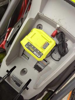 RYOBI 40V HP Brushless 20 in. Cordless Battery Walk Behind Push Mower with Charger & Bag. Batteries