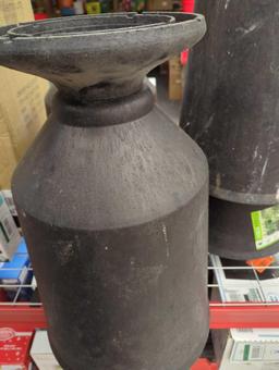 Lot of 4 Tierra Verde 23 in. Slate Rubber Vibrato Self-Watering Urns. One appears to be missing the