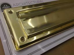 Lot of 3 Architectural Mailboxes Brass Steel Mail Slot Accessory. Comes in opened box as is shown in