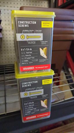 2 PACKS GRABBER 6 x 1-1/4 in. Gold Phillips Bugle Screw (5 lb. per Box) OPEN BOXES, MSRP 35.90