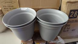 SET OF 4 Vigoro 10 in. Mirabelle Medium Stormy Gray Plastic Planter (10.1 in. D x 8.8 in. H) with