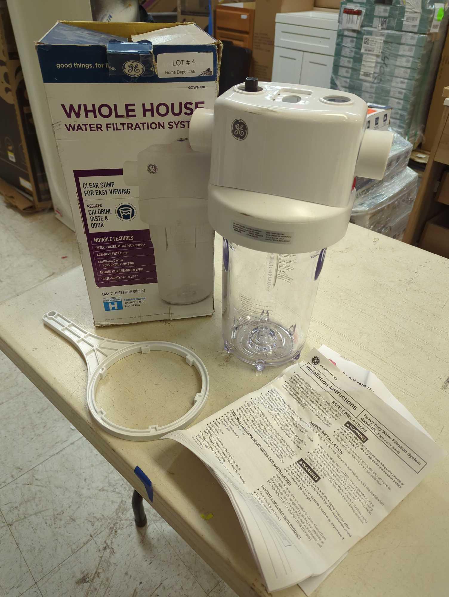GE Whole House Water Filtration System. Comes in opened box as is shown in photos. Appears to be