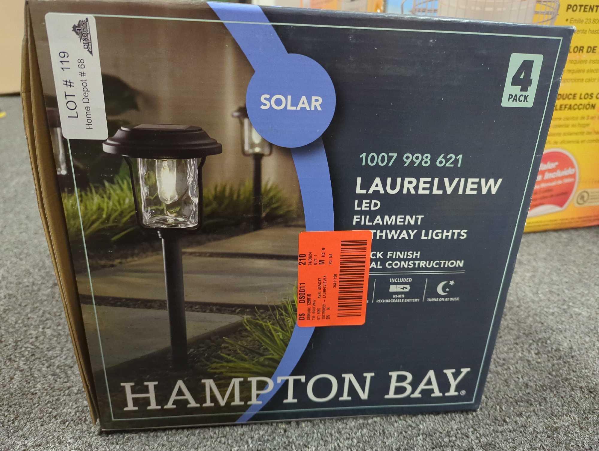 Hampton Bay Laurelview 14 Lumens Black Vintage Bulb LED Weather Resistant Outdoor Solar Path Light