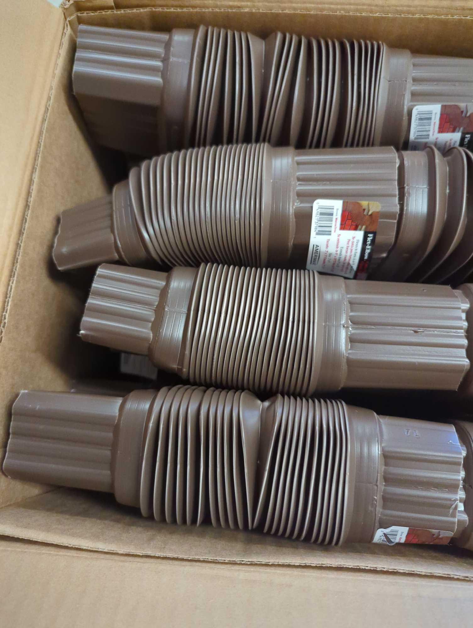 Box Lot Of 24 Amerimax Home Products Flex-Elbow 2 in. x 3 in. Brown Vinyl Downspout Elbow?, Appears