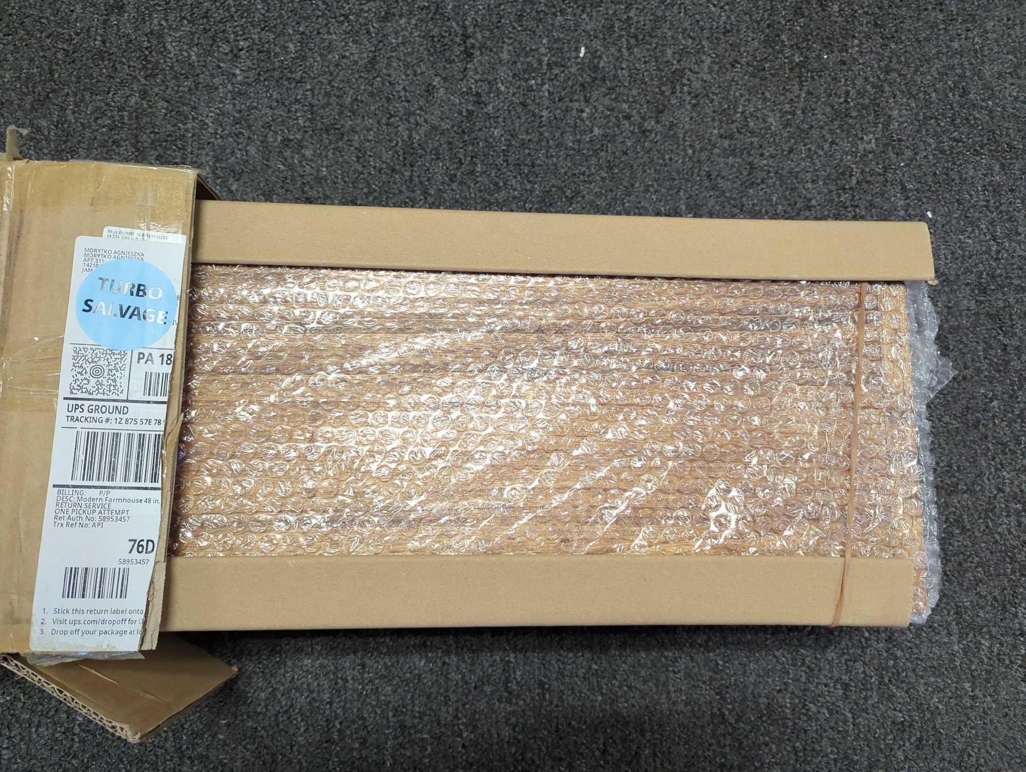 Dogberry Collections Rustic 48 in. Aged Oak Mantel?, Appears to be New in Factory Sealed Box Retail